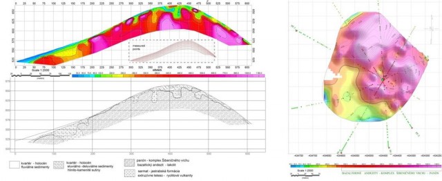 Izoohmický vertikálny  rez vytvorený metódou odporovej tomografie (multikábla) a jeho geologická interpretácia. Plošná interpretácia vertikálnych izoohmických rezov pre zvolenú nadmorskú výšku.