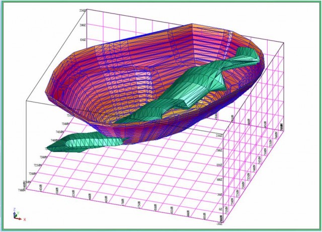 3D model znázorňujúci litologickú vrstvu v 3d priestore.