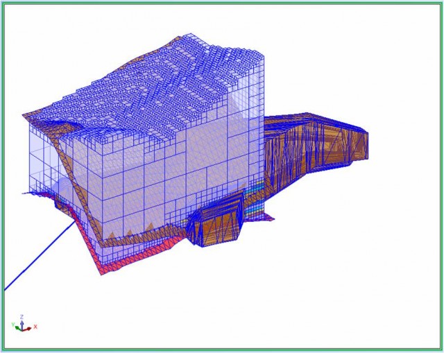 Blokový 3D model znázorňujúci distribúciu úžitkovej zložky v 3d priestore.